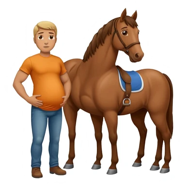 pregnant man  with horse sticker