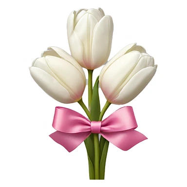 white tulips with pink ribbon  sticker