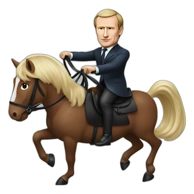 Vladimir Poutine riding Emmanuel Macron sticker