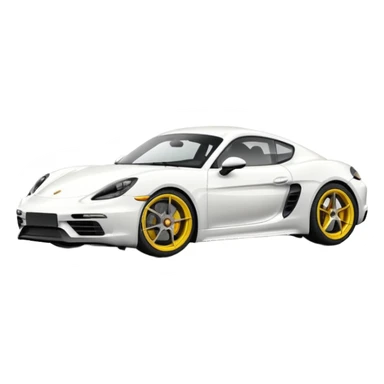 Matte White colored exterior 2024 Porsche 718 Cayman GTS 4.0 with "yellow ceramic brake calipers" only and dark silver anthracite rims sticker