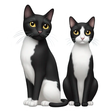 One black and white cat with one black cat sticker