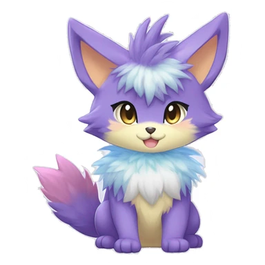 Anthro Scalie Fluffy Cool Cute Magical Shiny Colorful Pastel Sparkle Kemono-style Chibi Fantasy-Animal-Fakémon-Pokémon-Hybrid Fur Sona Aesthetic Full Body sticker