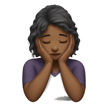 tired girl holding her head in her hands sticker