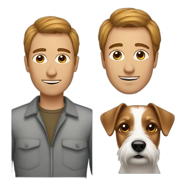 Man with 40's hair cut with jack russell terrier dog sticker