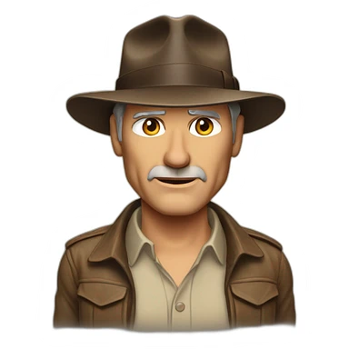 A TOK emoji of Harrison Ford as Indiana Jones. No patterns sticker