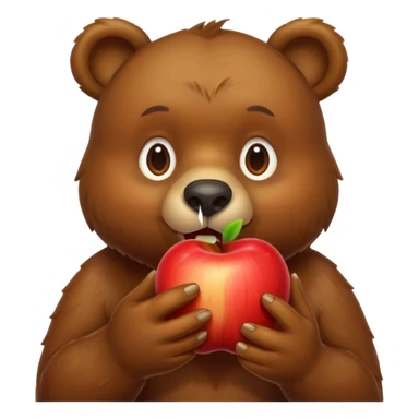 bear eating apple sticker
