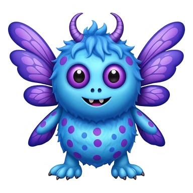 Fuzzy blue with purple polka dots monster with fly wings sticker