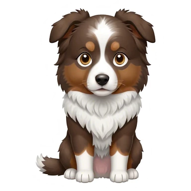 Full body mini Australian shepherd, dark brown with white paws and chest and small white spot in the middle of forehead  sticker
