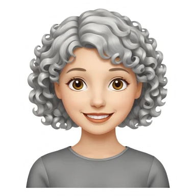 silver, short, wavy-haired with curls, smiling pretty lady, hopeful sticker