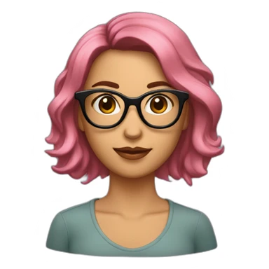 Mujer pelo corte bob castaño, gafas rosas sticker