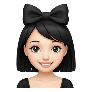Girl with black cute  cut with a black top and a bow on her head with long lashes sticker