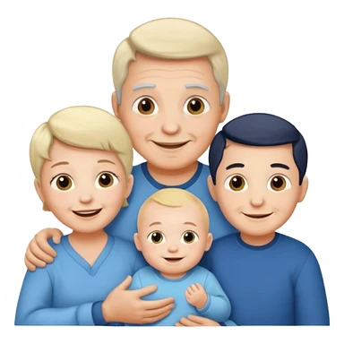 Baby boy and parents with grandpa and granny sticker
