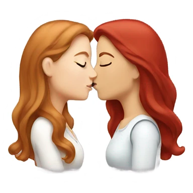 White long brown hair woman and red hair woman kissing sticker