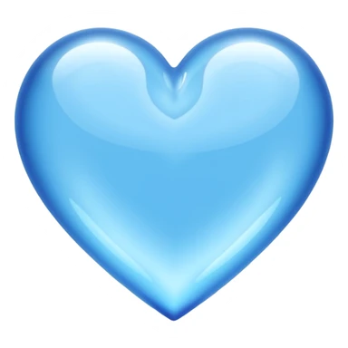 A blue heart made of clear, transparent water sticker