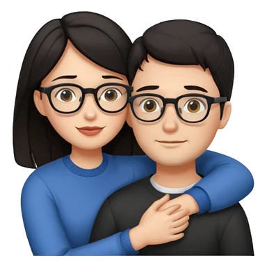 dark haired man with glasses hugging dark long haired woman with glasses sticker