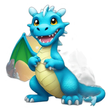 dragon with snowballs sticker