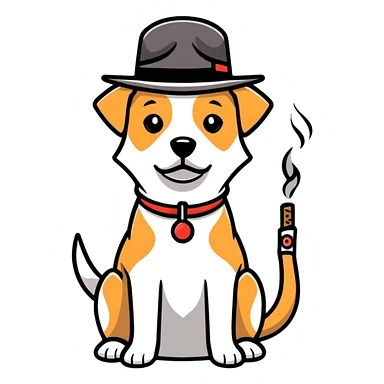 Cane con cigaretta e cappellino  sticker