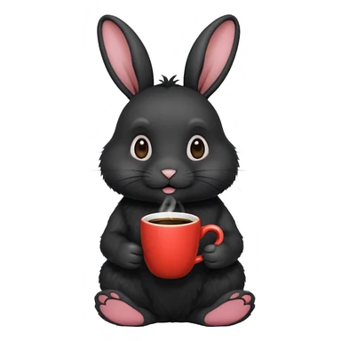 black rabbit with coffee sticker