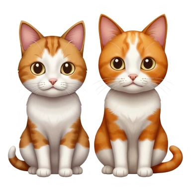 3 different coloured small cats including a dark brown tabby and white, and a patchy calico, and a ginger and white sticker
