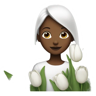 Girl with white tulips sticker