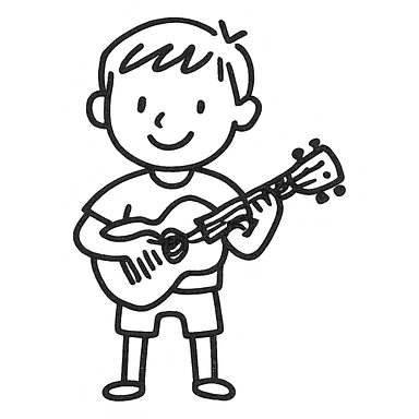 boy with ukulele sticker