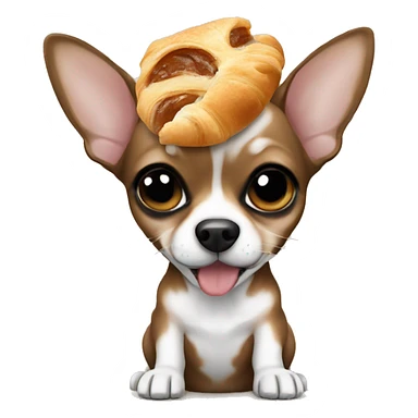 black and tan chihuahua puppy eating a croissant  sticker