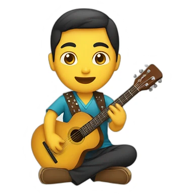 Javanese people play guitar sticker