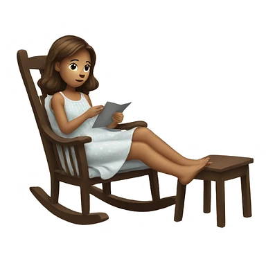 Girl with brown hair wearing a nightgown sitting in a rocking chair sticker