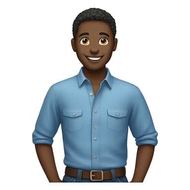 smiling boy in blue shirt sticker