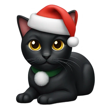 Black cat with Christmas hat sticker