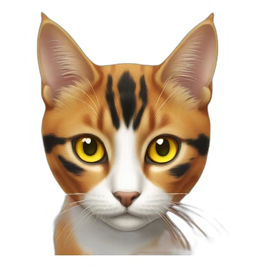 Orange black cat with yellow eyes and green pupils sticker