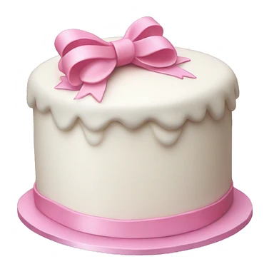 A white cake with a pink bow  sticker