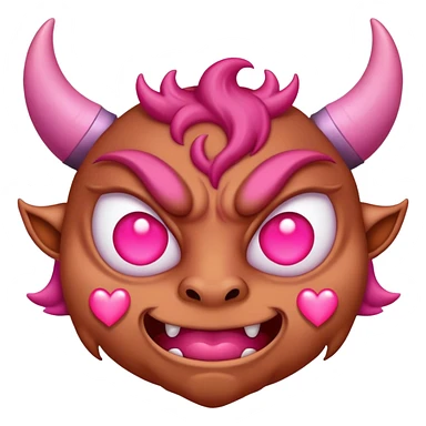 diablo con corazones en los ojo de color rosa  sticker