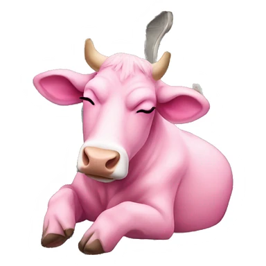 Pink cow asleep on subway sticker