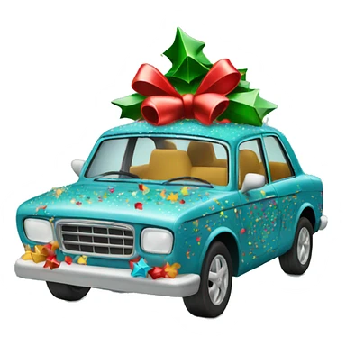 Christmas car with confetti sticker