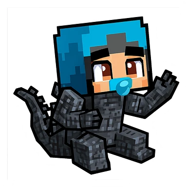 Extract and isolate the blue-armored Minecraft character from the image, preserving the original Minecraft pixel art style, colors, and transparent background. sticker