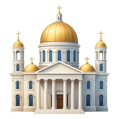 neoclassical cathedral with dome and columns, Apple emoji style buildings, soft gradients, clean lines, subtle shadows, no text sticker