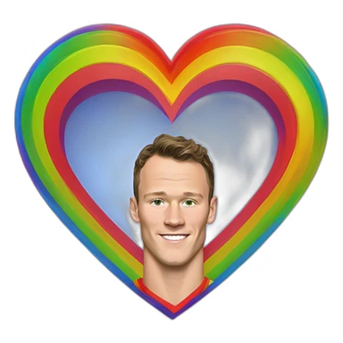 Jonathan Toews inside a rainbow heart sticker