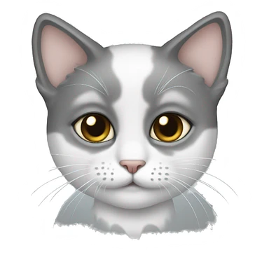 little cat white with stain grey sticker