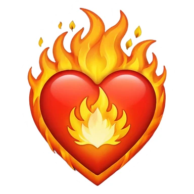 heart in fire sticker