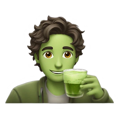 Timothee chalet drinking matcha and smirking sticker