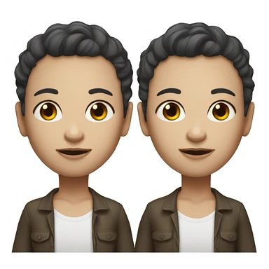 Dark short hair white skin twins  sticker