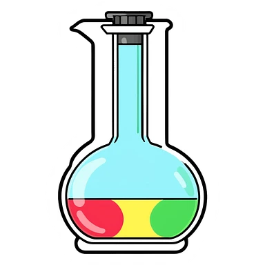 laboratory flask with bubbling chemicals sticker