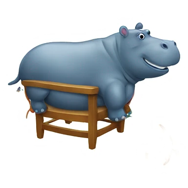 Hippo and fish on chair sticker