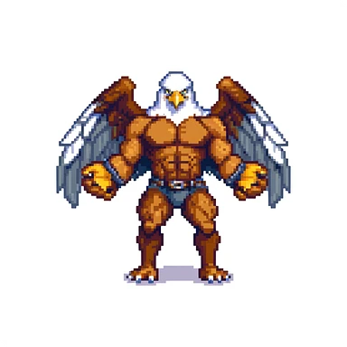 A big muscular eagle with big human hands and arms sticker