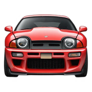 Red Gr Supra with a white Jeep sticker