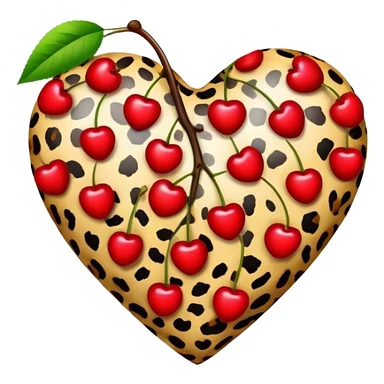 leopard print heart with cherry sticker