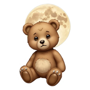 Sad Teddy bear looking up at moon sticker