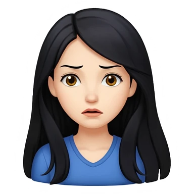 A beautiful woman with long, black hair looked puzzled. sticker