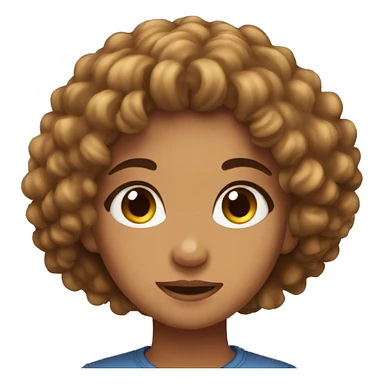 Zaya is a cute girl with curly hair showing a fac sticker